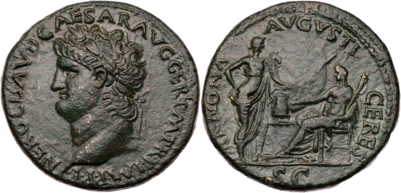 RÖMISCHE KAISERZEIT
Nero, 54-68 n. Chr. AE-Sesterz um 65 n. Chr. Lugdunum Vs.: ...