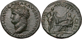RÖMISCHE KAISERZEIT
Nero, 54-68 n. Chr. AE-Sesterz um 65 n. Chr. Lugdunum Vs.: NERO CLAVD CAESAR AVG GER P M TR P IMP P P, Kopf mit Lorbeerkranz n. l...