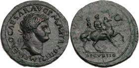 RÖMISCHE KAISERZEIT
Nero, 54-68 n. Chr. AE-Sesterz 67 n. Chr. Lugdunum Vs.: IMP NERO CAESAR AVG P MAX TR POT P P, Kopf mit Lorbeerkranz n. r., am End...