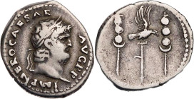 RÖMISCHE KAISERZEIT
Nero, 54-68 n. Chr. AR-Denar 67-68 n. Chr. Rom Vs.: IMP NERO CAESAR AVG P P, Kopf mit Lorbeerkranz n. r., Rs.: Aquila zwischen zw...