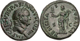 RÖMISCHE KAISERZEIT
Vespasianus, 69-79 n. Chr. AE-As 72/73 n. Chr. Rom Vs.: IMP CAES VESPASIAN AVG COS IIII, Kopf mit Lorbeerkranz n. r., Rs.: FELICI...