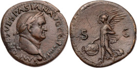 RÖMISCHE KAISERZEIT
Vespasianus, 69-79 n. Chr. AE-As 77/78 n. Chr. Lugdunum Vs.: IMP CAES VESPASIAN AVG COS VIII P P, Kopf mit Lorbeerkranz n. r., da...