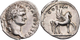 RÖMISCHE KAISERZEIT
Domitianus Caesar, geprägt unter Vespasianus, 69-79 n. Chr. AR-Denar 76/77 n. Chr. Rom Vs.: CAESAR AVG F [DOMITIANVS], Kopf mit L...