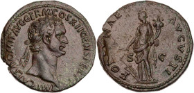 RÖMISCHE KAISERZEIT
Domitianus, 81-96 n. Chr. AE-As 86 n. Chr. Rom Vs.: IMP CAES DOMIT AVG GERM COS XII CENS PER P P, Kopf mit Lorbeerkranz n. r., Rs...