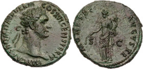RÖMISCHE KAISERZEIT
Domitianus, 81-96 n. Chr. AE-As 92-94 n. Chr. Rom Vs.: IMP CAES DOMIT AVG GERM COS XVI CENS PER P P, Kopf mit Lorbeerkranz n. r.,...