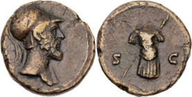 RÖMISCHE KAISERZEIT
Anonym, Zeit des Domitianus bis Antoninus Pius, 81-161 n. Chr. AE-Quadrans Rom Vs.: Büste des Mars mit Helm n. r., Rs.: Brustpanz...