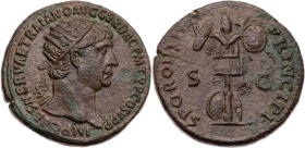 RÖMISCHE KAISERZEIT
Traianus, 98-117 n. Chr. AE-Dupondius 103-107 n. Chr. Rom Vs.: IMP CAES NERVAE TRAIANO AVG GER DAC P M TR P COS V P P, Kopf mit d...