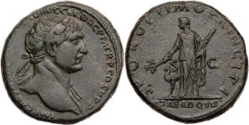 RÖMISCHE KAISERZEIT
Traianus, 98-117 n. Chr. AE-As 109-110 n. Chr. Rom Vs.: IMP CAES [NERVAE TRAIAN]O AVG GER DAC P M TR P COS V P P, Büste mit drapi...