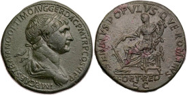 RÖMISCHE KAISERZEIT
Traianus, 98-117 n. Chr. AE-Sesterz 114 n. Chr. Rom Vs.: IMP CAES TRAIANO OPTIMO AVG GER DAC P M TR P COS VI P P, drapierte Büste...
