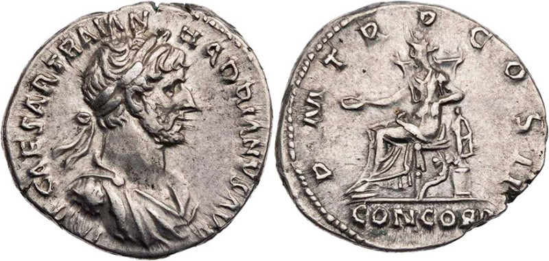 RÖMISCHE KAISERZEIT
Hadrianus, 117-138 n. Chr. AR-Denar 118 n. Chr. Rom Vs.: IM...
