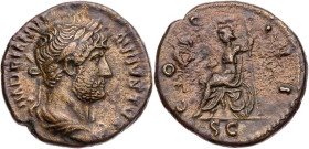 RÖMISCHE KAISERZEIT
Hadrianus, 117-138 n. Chr. AE-Semis 124-125 n. Chr. Rom, für den Umlauf in Syrien Vs.: HADRIANVS AVGVSTVS, gepanzerte und drapier...