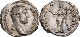 RÖMISCHE KAISERZEIT
Hadrianus, 117-138 n. Chr. AR-Denar 133-135 n. Chr. Rom Vs.: HADRIANVS AVG COS III P P, Kopf n. r., Rs.: FELICI-T-AS AVG, Felicit...