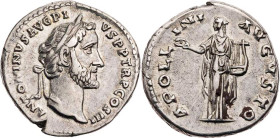 RÖMISCHE KAISERZEIT
Antoninus Pius, 138-161 n. Chr. AR-Denar 141-143 n. Chr. Rom Vs.: ANTONINVS AVG PI-VS P P TR P COS III, Kopf mit Lorbeerkranz n. ...