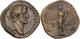 RÖMISCHE KAISERZEIT
Antoninus Pius, 138-161 n. Chr. AE-Sesterz 141-143 n. Chr. Rom Vs.: ANTONINVS AVG PI-VS P P TR P COS III, Kopf mit Lorbeerkranz n...