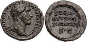 RÖMISCHE KAISERZEIT
Antoninus Pius, 138-161 n. Chr. AE-As 147 n. Chr. Rom Vs.: ANTONINVS AVG [PI]-VS P P TR P COS IIII, Kopf mit Lorbeerkranz n. r., ...