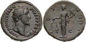RÖMISCHE KAISERZEIT
Antoninus Pius, 138-161 n. Chr. AE-Dupondius 148/149 n. Chr. Rom Vs.: ANTONINVS AVG PIVS P P TR P XII, Kopf mit Strahlenkrone n. ...