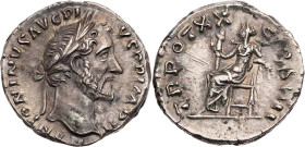 RÖMISCHE KAISERZEIT
Antoninus Pius, 138-161 n. Chr. AR-Denar 156/157 n. Chr. Rom Vs.: ANTONINVS AVG PI-VS P P IMP II, Kopf mit Lorbeerkranz n. r., Rs...