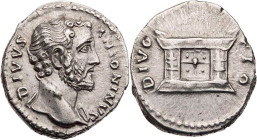 RÖMISCHE KAISERZEIT
Divus Antoninus Pius, gest. 161 n. Chr. AR-Denar nach 161 n. Chr. Rom Vs.: DIVVS ANTONINVS, Büste mit drapierter linker Schulter ...