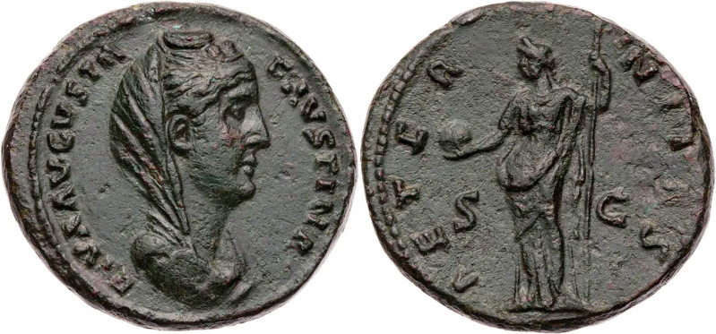RÖMISCHE KAISERZEIT
Diva Faustina I., gest. 141 n. Chr. AE-As nach 141 n. Chr. ...