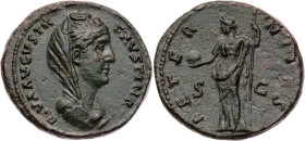 RÖMISCHE KAISERZEIT
Diva Faustina I., gest. 141 n. Chr. AE-As nach 141 n. Chr. Rom Vs.: DIVA AVGVSTA FAVSTINA, drapierte Büste mit Schleier n. r., Rs...
