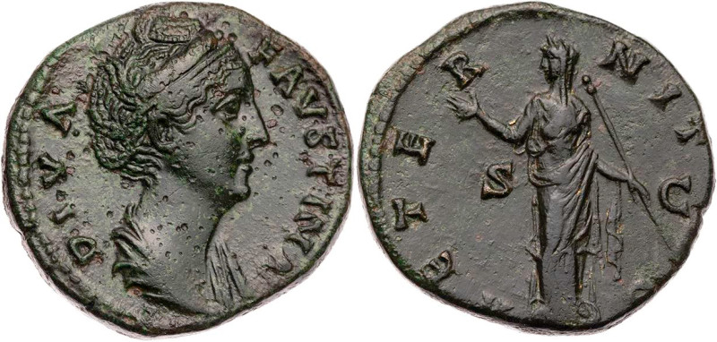 RÖMISCHE KAISERZEIT
Diva Faustina I., gest. 141 n. Chr. AE-As nach 141 n. Chr. ...