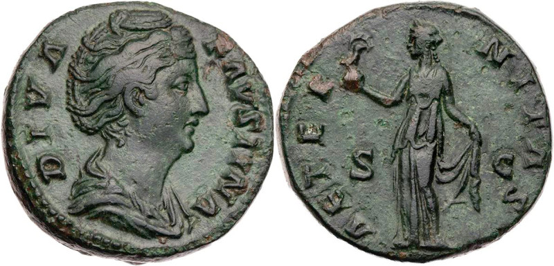 RÖMISCHE KAISERZEIT
Diva Faustina I., gest. 141 n. Chr. AE-As nach 141 n. Chr. ...