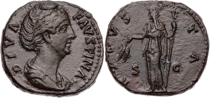 RÖMISCHE KAISERZEIT
Diva Faustina I., gest. 141 n. Chr. AE-As nach 141 n. Chr. ...