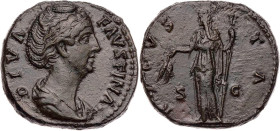 RÖMISCHE KAISERZEIT
Diva Faustina I., gest. 141 n. Chr. AE-As nach 141 n. Chr. Rom Vs.: DIVA FAVSTINA, drapierte Büste n. r., Rs.: AVGVS-TA, Ceres st...