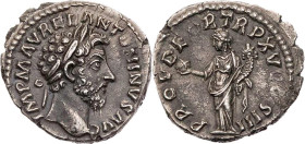 RÖMISCHE KAISERZEIT
Marcus Aurelius, 161-180 n. Chr. AR-Denar 161 n. Chr. Rom Vs.: IMP M AVREL ANTONINVS AVG, Kopf mit Lorbeerkranz n. r., Rs.: PROV ...