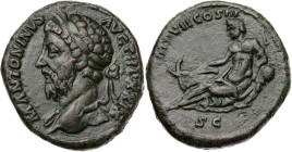 RÖMISCHE KAISERZEIT
Marcus Aurelius, 161-180 n. Chr. AE-As 175 n. Chr. Rom Vs.: M ANTONINVS AVG TR P XXIX, Kopf mit drapierter rechter Schulter und L...