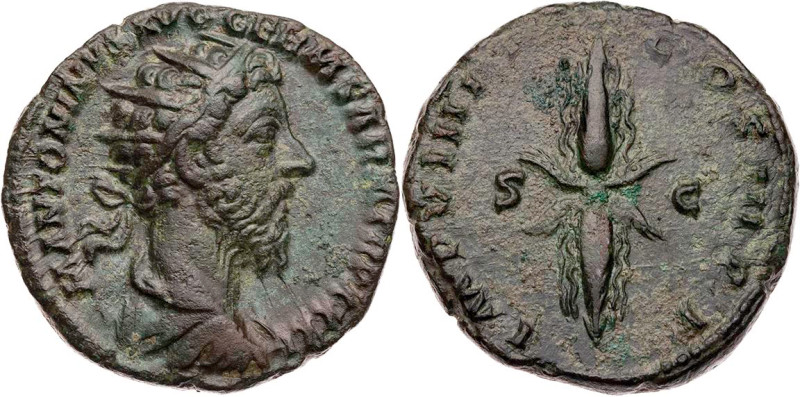 RÖMISCHE KAISERZEIT
Marcus Aurelius, 161-180 n. Chr. AE-Dupondius 177 n. Chr. R...