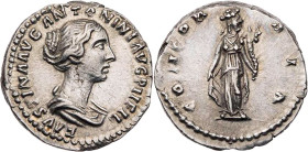 RÖMISCHE KAISERZEIT
Faustina II., Gemahlin des Marcus Aurelius, Augusta, 145-175/6 n. Chr. AR-Denar 150-152 n. Chr. Rom Vs.: FAVSTINA AVG ANTONINI AV...