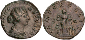 RÖMISCHE KAISERZEIT
Faustina II., Gemahlin des Marcus Aurelius, Augusta, 145-175/6 n. Chr. AE-Sesterz 161-164 n. Chr. Rom Vs.: FAVSTINA AVGVSTA, drap...