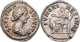 RÖMISCHE KAISERZEIT
Faustina II., Gemahlin des Marcus Aurelius, Augusta, 145-175/6 n. Chr. AR-Denar 165-175/6 n. Chr. Rom Vs.: FAVSTINA AVGVSTA, drap...