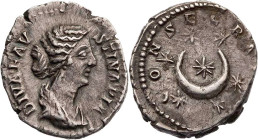 RÖMISCHE KAISERZEIT
Diva Faustina II., gest. 176 n. Chr. AR-Denar nach 176 n. Chr. Rom Vs.: DIVA FAV-STINA PIA, drapierte Büste n. r., Rs.: CONSECRA[...