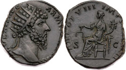 RÖMISCHE KAISERZEIT
Lucius Verus, 161-169 n. Chr. AE-Dupondius 168 n. Chr. Rom Vs.: L VERVS AVG ARM [PARTH M]AX, Kopf mit Strahlenkrone n. r., Rs.: T...