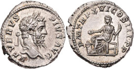 RÖMISCHE KAISERZEIT
Septimius Severus, 193-211 n. Chr. AR-Denar 208 n. Chr. Rom Vs.: SEVERVS PIVS AVG, Kopf mit Lorbeerkranz n. r., Rs.: P M TR P XVI...