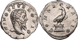 RÖMISCHE KAISERZEIT
Divus Septimius Severus, gest. 211 n. Chr. AR-Denar 211 n. Chr. Rom Vs.: DIVO SEVERO PIO, Kopf n. r., Rs.: CONSECRATIO, Adler ste...