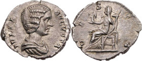 RÖMISCHE KAISERZEIT
Iulia Domna, Gemahlin des Septimius Severus, 193-211 n. Chr. AR-Denar 195 n. Chr. Rom Vs.: IVLIA AVGVSTA, drapierte Büste n. r., ...