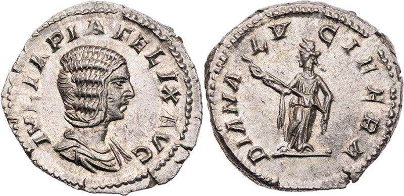 RÖMISCHE KAISERZEIT
Iulia Domna, Mutter des Caracalla, 211-217 n. Chr. AR-Denar...
