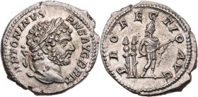 RÖMISCHE KAISERZEIT
Caracalla, 198-217 n. Chr. AR-Denar 213 n. Chr. Rom Vs.: ANTONINVS PIVS AVG BRIT, Kopf mit Lorbeerkranz n. r., Rs.: PROFECTIO AVG...