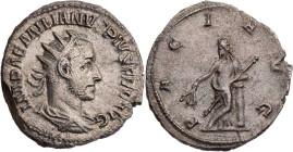 RÖMISCHE KAISERZEIT
Aemilianus, 253 n. Chr. AR-Antoninian Rom Vs.: IMP AEMILIANVS PIVS FEL AVG, gepanzerte und drapierte Büste mit Strahlenkrone n. r...