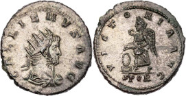 RÖMISCHE KAISERZEIT
Gallienus, 253-268 n. Chr. BI-Antoninian 267-268 n. Chr. Cyzicus Vs.: GALLIENVS AVG, gepanzerte und drapierte Büste mit Strahlenk...