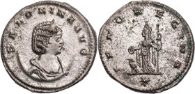 RÖMISCHE KAISERZEIT
Salonina, Gemahlin des Gallienus, 253-268 n. Chr. BI-Antoninian 263-264 n. Chr. Antiochia Vs.: SALONINA AVG, drapierte Büste mit ...