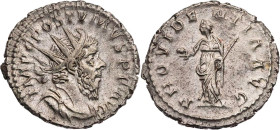 RÖMISCHE KAISERZEIT
Postumus, Usurpator in Gallien, 260-269 n. Chr. AR-Antoninian 263-265 n. Chr. Köln Vs.: IMP C POSTVMVS P F AVG, gepanzerte und dr...