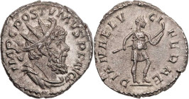 RÖMISCHE KAISERZEIT
Postumus, Usurpator in Gallien, 260-269 n. Chr. AR-Antoninian 266 n. Chr. Köln Vs.: IMP C POSTVMVS P F AVG, gepanzerte und drapie...
