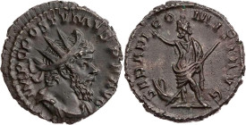RÖMISCHE KAISERZEIT
Postumus, Usurpator in Gallien, 260-269 n. Chr. BI-Antoninian 266 n. Chr. Köln Vs.: IMP C POSTVMVS P F AVG, gepanzerte und drapie...
