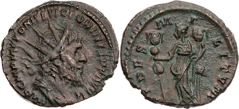 RÖMISCHE KAISERZEIT
Victorinus, Usurpator in Gallien, 269-271 n. Chr. AE-Antoni...