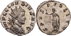 RÖMISCHE KAISERZEIT
Claudius Gothicus, 268-270 n. Chr. BI-Antoninian 1. Emission, September 268 - Ende 269 n. Chr. Rom Vs.: IMP C CLAVDIVS AVG, gepan...
