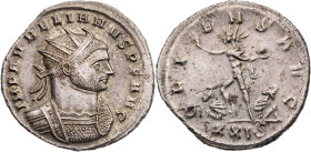 RÖMISCHE KAISERZEIT
Aurelianus, 270-275 n. Chr. BI-Antoninian 7. Emission, April - November 274 n. Chr. Serdica, 2. Offizin Vs.: IMP AVRELIANVS P F A...